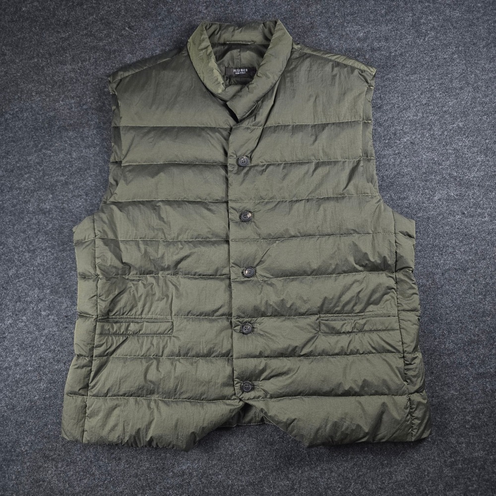 Peserico Men's Olive Goose Down Quilted Insulated Puffer Vest Button Front Sz XL